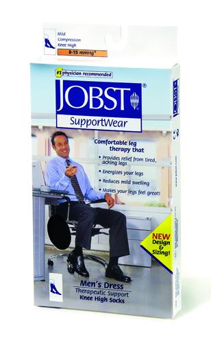 Jobst For Men 8-15  X-Large Over-The-Calf Dress Sock Black